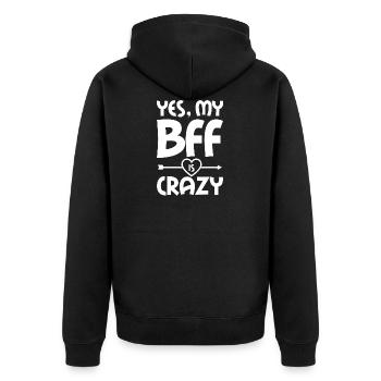 Friendship - Unisex Premium Organic Zip Hoodie - black - Back - Nico (187cm)