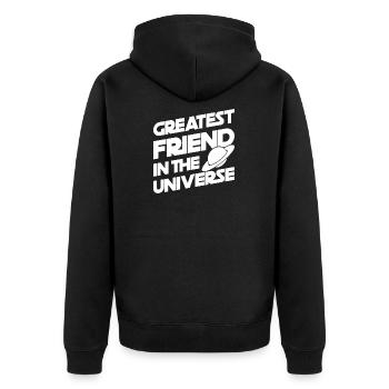 Freundschaft - Unisex Premium Bio Zip Hoodie - Schwarz - Hinten - Nico (187cm)