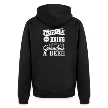 Granny - Unisex Premium Organic Zip Hoodie - black - Back - Nico (187cm)