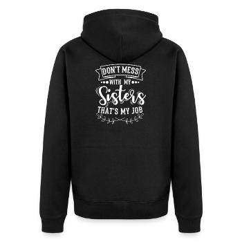 sister - Unisex Premium Organic Zip Hoodie - black - Back - Nico (187cm)