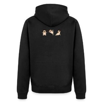 Mops Yoga - Unisex Premium Bio Zip Hoodie - Schwarz - Hinten - Nico (187cm)