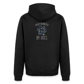 Hunde - Unisex Premium Bio Zip Hoodie - Schwarz - Hinten - Nico (187cm)