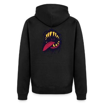 Monster Mund - Unisex Premium Bio Zip Hoodie - Schwarz - Hinten - Nico (187cm)