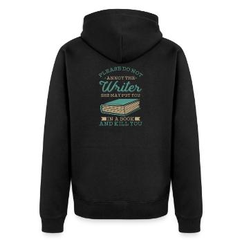 Spaß Literatur und Schriftsteller Wortspiel - Unisex Premium Bio Zip Hoodie - Schwarz - Hinten - Nico (187cm)