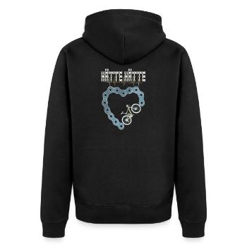 HÄTTE HÄTTE FAHRRADKETTE FAHRRD - Unisex Premium Bio Zip Hoodie - Schwarz - Hinten - Nico (187cm)