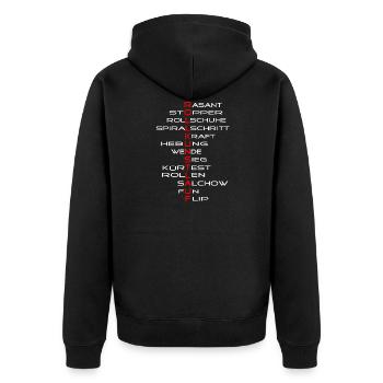 rollkunstlauf Schrift - Unisex Premium Bio Zip Hoodie - Schwarz - Hinten - Nico (187cm)