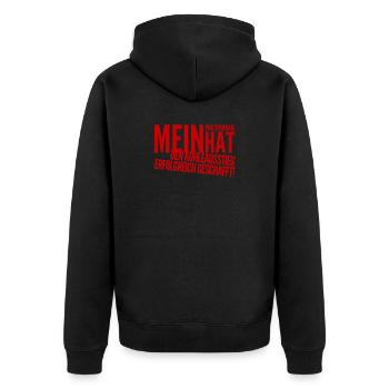 Lustiges zum Kohleausstieg - Unisex Premium Bio Zip Hoodie - Schwarz - Hinten - Nico (187cm)
