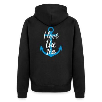 I Love the Sea Anchor - Unisex Premium Organic Zip Hoodie - black - Back - Nico (187cm)
