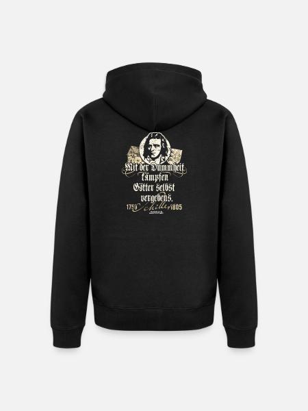 Friedrich Schiller Zitat Dummheit - Unisex Premium Bio Zip Hoodie - Schwarz