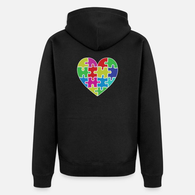 Herz Puzzle Patch Herz - Unisex Premium Bio Zip Hoodie - Schwarz