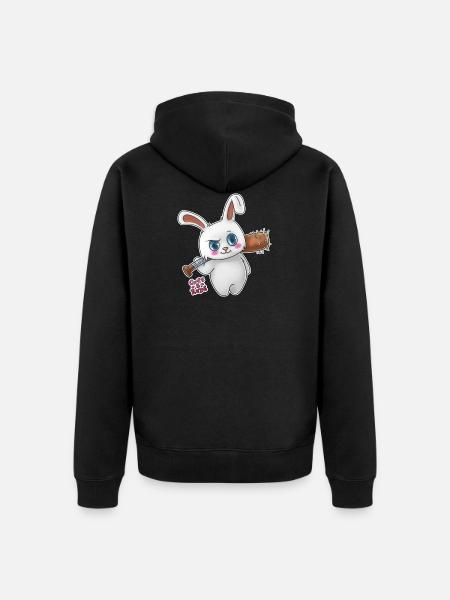 Bunny menace - mignon et grossier - Veste à capuche bio Premium Unisexe - noir