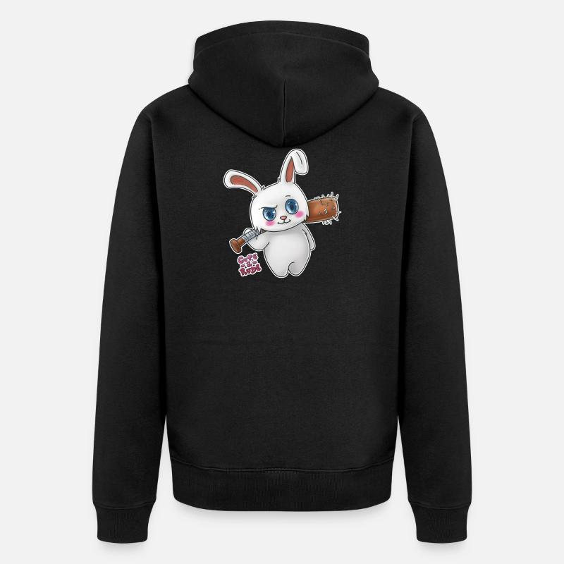 Bunny menace - mignon et grossier - Veste à capuche bio Premium Unisexe - noir