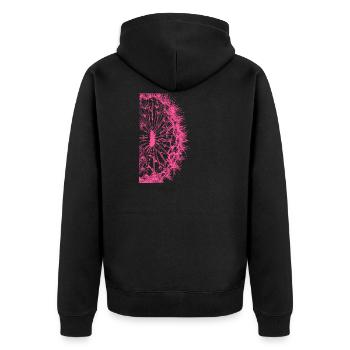 Pusteblume - Linie / pink - Unisex Premium Bio Zip Hoodie - Schwarz - Hinten - Nico (187cm)