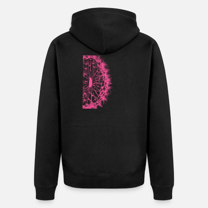 Ligne pissenlit / rose - Veste à capuche bio Premium Unisexe - noir