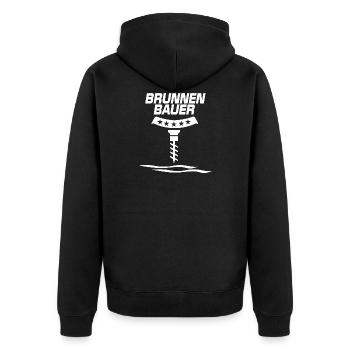 Brunnenbauer Brunnenbauerin Geschenk - Unisex Premium Bio Zip Hoodie - Schwarz - Hinten - Nico (187cm)