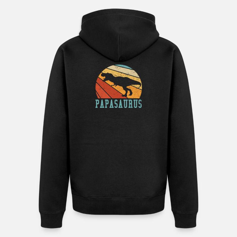 Papasaurus Papa Papi Vater Geschenkidee - Unisex Premium Bio Zip Hoodie - Schwarz