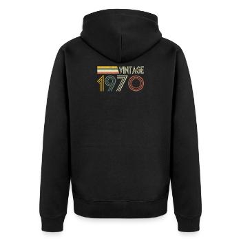 Born in 1970 gift idea - Unisex Premium Organic Zip Hoodie - black - Back - Nico (187cm)