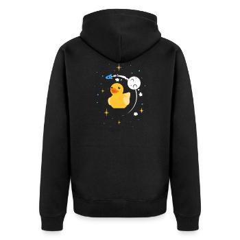Vaisseau spatial canard en caoutchouc canard vaisseau spatial galaxie - Veste à capuche bio Premium Unisexe - noir - Dos - Nico (187cm)