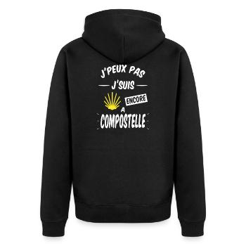 Compostelle - J'peux pas je suis à Compostelle - Veste à capuche bio Premium Unisexe - noir - Dos - Nico (187cm)
