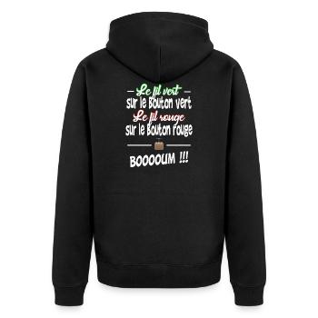 fil vert , fil rouge - Veste à capuche bio Premium Unisexe - noir - Dos - Nico (187cm)