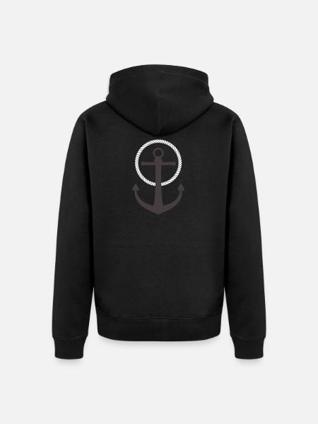 Marine captain anchor symbol - Unisex Premium Organic Zip Hoodie - black