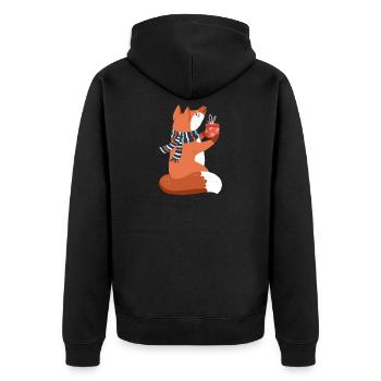 Christmas animal fox red fox gifts - Unisex Premium Organic Zip Hoodie - black - Back - Nico (187cm)