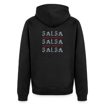 SALSA DESIGN ABSTRAKT - Unisex Premium Bio Zip Hoodie - Schwarz - Hinten - Nico (187cm)