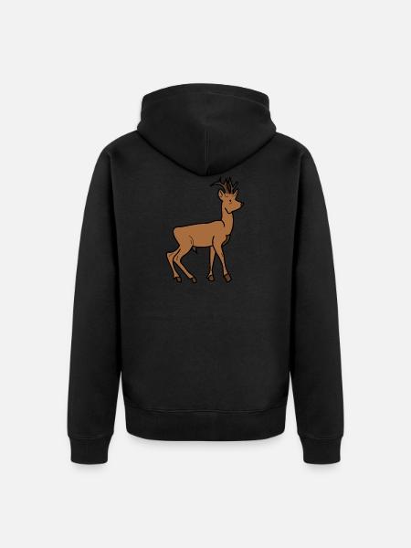 Cervo - Animale - Cervo - Felpa con cappuccio ecologica premium unisex - nero