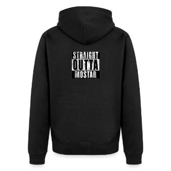 Straight Outta Mostar | Bosna Bosnie Balkans Jugo - Veste à capuche bio Premium Unisexe - noir - Dos - Nico (187cm)