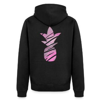 DIES DAS ANANAS - Unisex Premium Bio Zip Hoodie - Schwarz - Hinten - Nico (187cm)