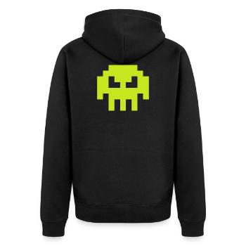 Alien Invader from Sapce (skull, plain) - Unisex Premium Organic Zip Hoodie - black - Back - Nico (187cm)