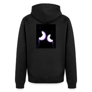Katzen in der Disco - Unisex Premium Bio Zip Hoodie - Schwarz - Hinten - Nico (187cm)