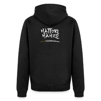 Hattori Hanzo | Samurai | Ninja | Schwert - Unisex Premium Bio Zip Hoodie - Schwarz - Hinten - Nico (187cm)