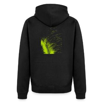 Plume abstraite / ligne / vert / motif - Veste à capuche bio Premium Unisexe - noir - Dos - Nico (187cm)