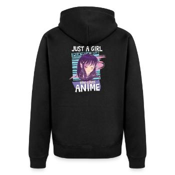 Just A Girl Who Loves Anime Kawaii Manga Teen Girl - Unisex Premium Organic Zip Hoodie - black - Back - Nico (187cm)
