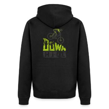 Mountainbike Downhill heizen MTB Fahrer Geschenk - Unisex Premium Bio Zip Hoodie - Schwarz - Hinten - Nico (187cm)