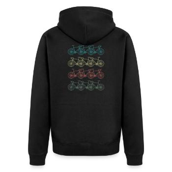 Fahrrad - Unisex Premium Bio Zip Hoodie - Schwarz - Hinten - Nico (187cm)