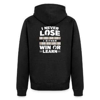 Funny Chess Player Gift I Never Lose I Either Win - Unisex Premium Bio Zip Hoodie - Schwarz - Hinten - Nico (187cm)