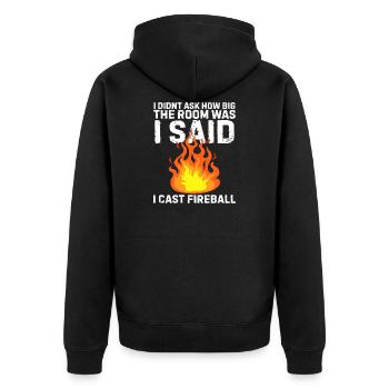 Fireball Brettspiel Nerd Geek Geschenk - Unisex Premium Bio Zip Hoodie - Schwarz - Hinten - Nico (187cm)