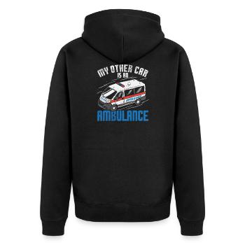 My Other Car Is An Ambulance - Unisex Premium Bio Zip Hoodie - Schwarz - Hinten - Nico (187cm)
