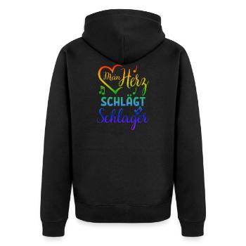 Schlager Geschenk Musik Party Raving Konzert - Unisex Premium Bio Zip Hoodie - Schwarz - Hinten - Nico (187cm)