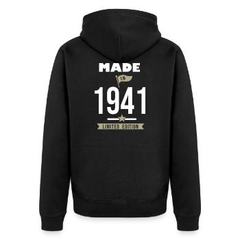 birthday 81 years year of birth 1941 - Unisex Premium Organic Zip Hoodie - black - Back - Nico (187cm)
