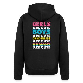 Pan Gift LGBT Saying Pansexual - Unisex Premium Organic Zip Hoodie - black - Back - Nico (187cm)
