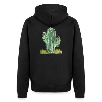 Pflanze Blume Natur Kaktus - Unisex Premium Bio Zip Hoodie - Schwarz - Hinten - Nico (187cm)