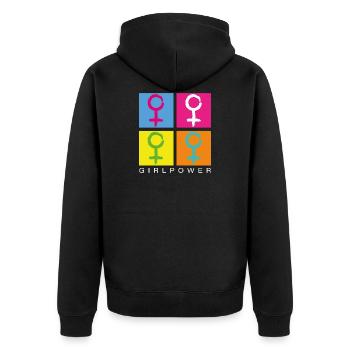 Égalité femmes-puissance symbole vintage - Veste à capuche bio Premium Unisexe - noir - Dos - Nico (187cm)