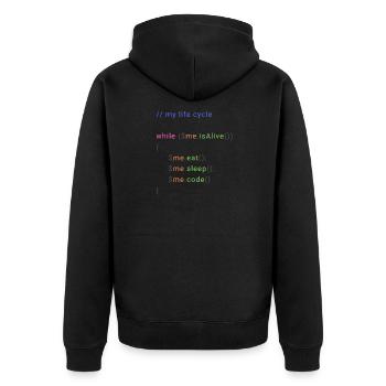 my life cycle dev - Unisex Premium Organic Zip Hoodie - black - Back - Nico (187cm)