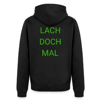Lachen Spaß Humor Witzig Spruch Lustig - Unisex Premium Bio Zip Hoodie - Schwarz - Hinten - Nico (187cm)