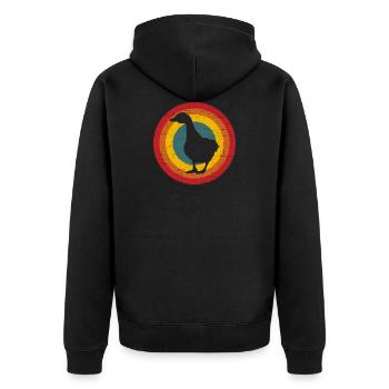 Ente - Unisex Premium Bio Zip Hoodie - Schwarz - Hinten - Nico (187cm)