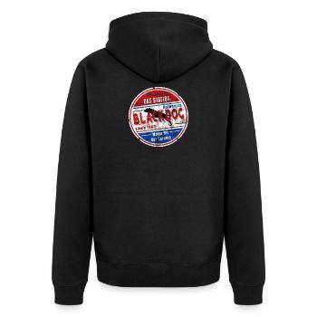 Blackdog Gas Station Car Service - Unisex Premium Bio Zip Hoodie - Schwarz - Hinten - Nico (187cm)