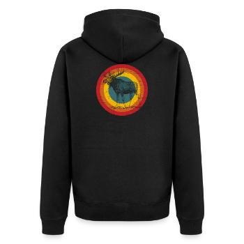 Elch - Unisex Premium Bio Zip Hoodie - Schwarz - Hinten - Nico (187cm)